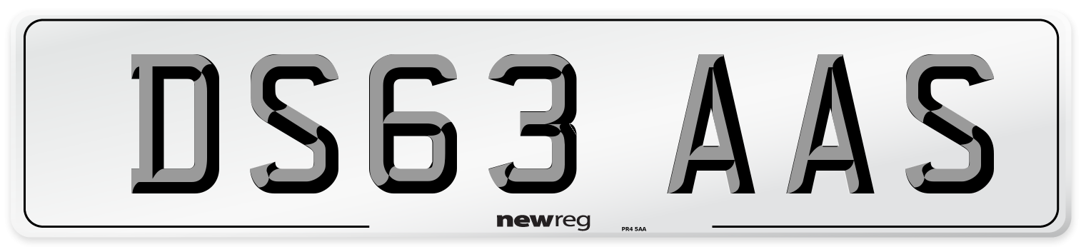 DS63 AAS Number Plate from New Reg